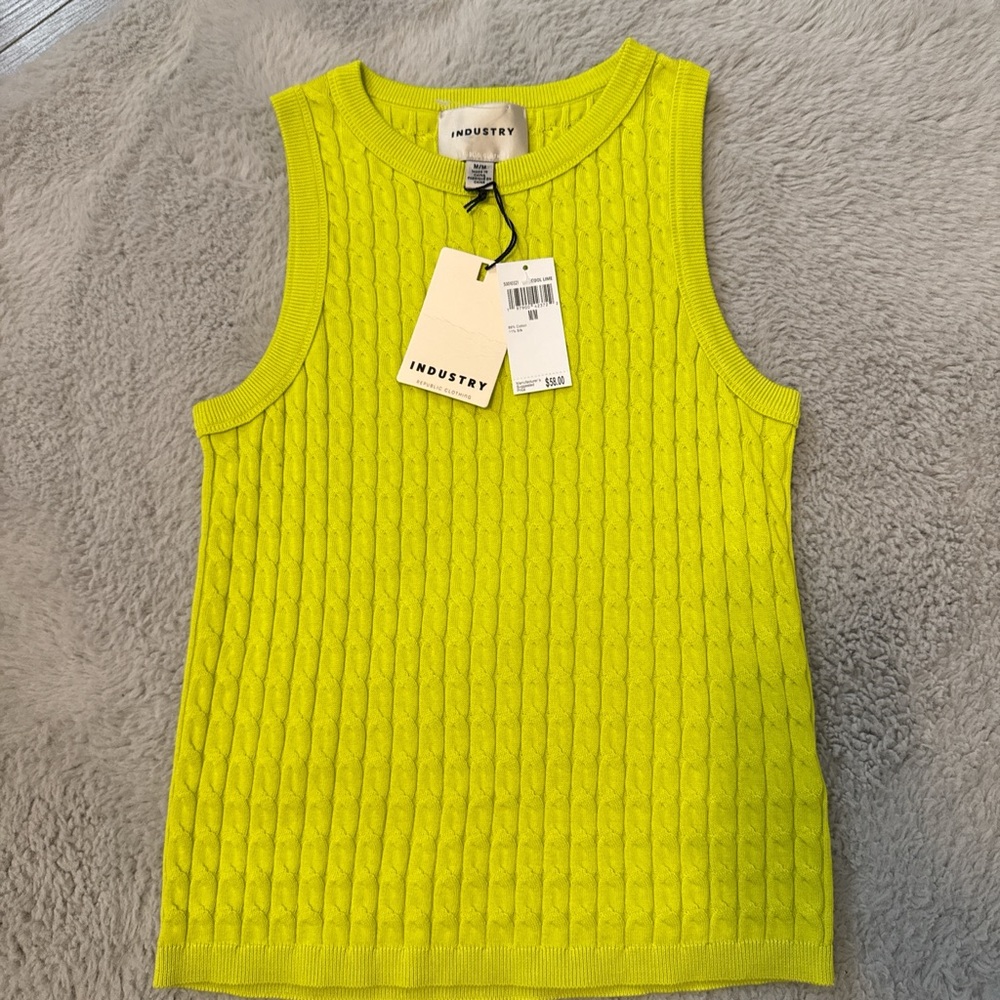 Industry Neon Yellow Cable Knit Tank Top